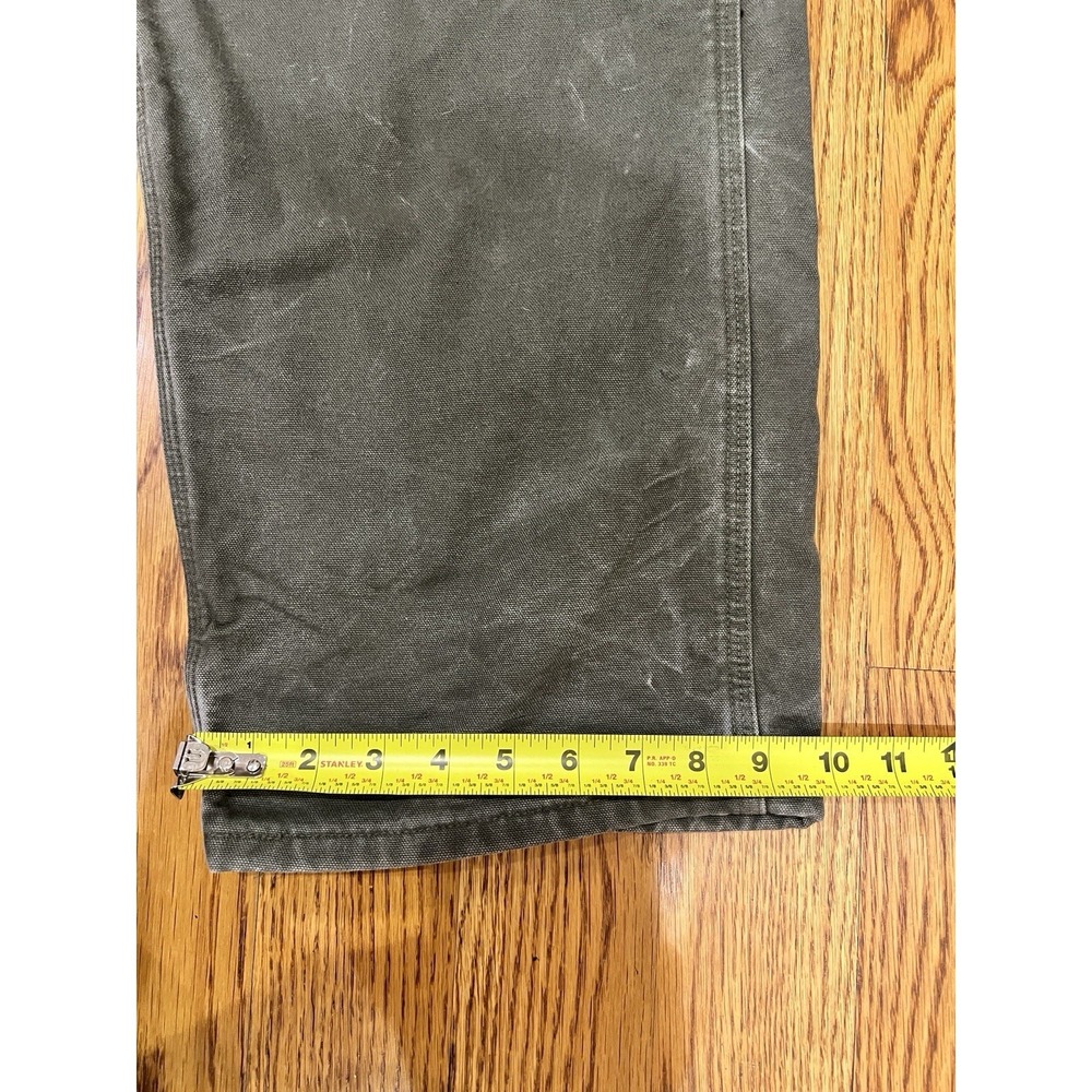 Carhartt B111 Mens Moss Green Flannel Lined Loose Fit Carpenter Pants Size 40x29 - Picture 6 of 12